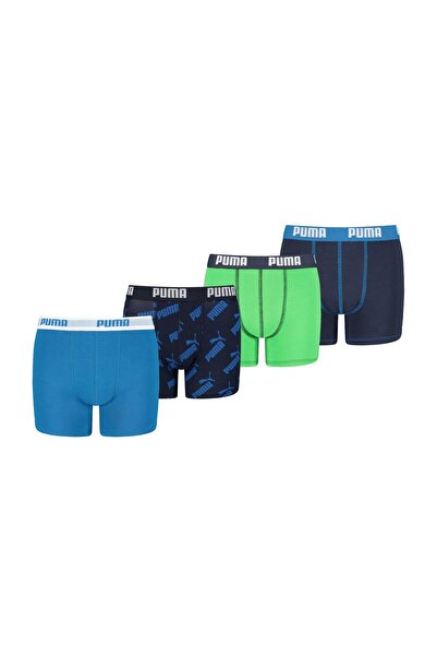 Puma Jungen Boxer Shorts, 4er Pack - Basic Boxer AOP - ECOM, Cotton Stretch