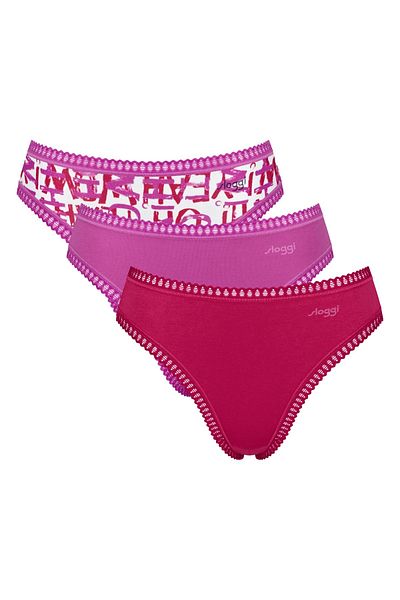 SLOGGI Damen Slips, 3er Pack - GO Crush High Leg C3P, Unterhose, Stretch-Baumwolle