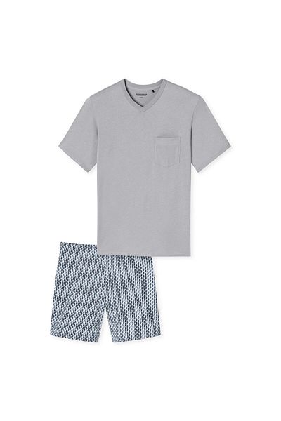 Schiesser Herren Schlafanzug Set - kurz, V-Ausschnitt, Baumwolle