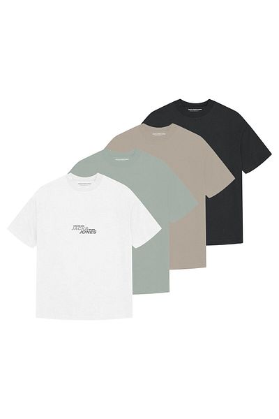 Jack & Jones JACK&JONES Herren T-Shirt, 4er Pack - JCOTARMAC BRANDING TEE CREW 4PK, Baumwollmischung