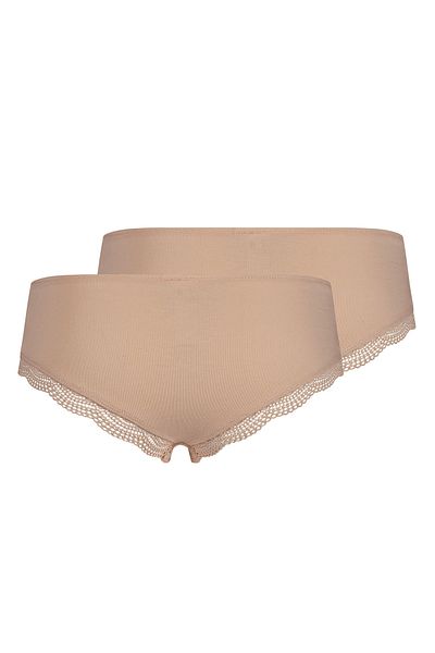 Skiny Damen Slips, 2er Pack - Cheeky Panty DP, Classic Cotton, Spitze, Baumwoll-Stretch