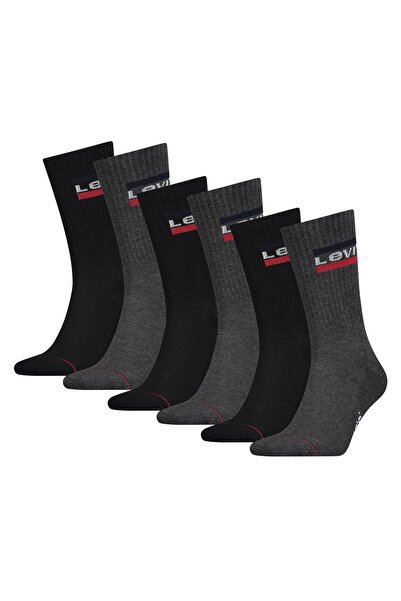 Levi's Unisex 6er Pack Sportsocken - Regular Cut SPRTWR, Logo, einfarbig