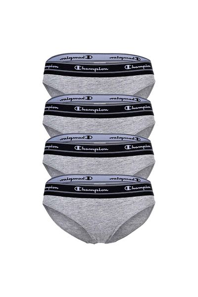 Champion Damen Bikini-Slips, 4er Pack - Slips, Logo-Bund, einfarbig