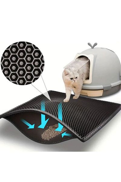 Choice M-40x50cn Black Pet Cat Litter Mat Waterproof Double Layer Cat Litter Trapping Pet Litter Box Mat Cl