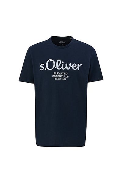 s.Oliver Herren T-Shirt - Basic, Logoprint, Rundhals, Baumwolle