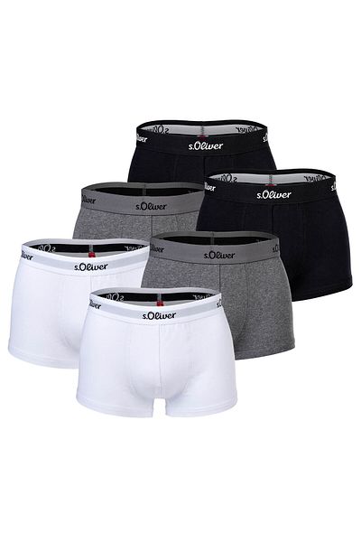 s.Oliver Herren Boxershorts, 6er Pack - Trunks, Hipsters, Baumwoll-Stretch