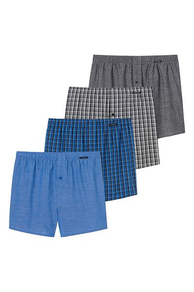 Schiesser Herren Web-Boxershorts, 4er Pack - Unterhose, Baumwolle