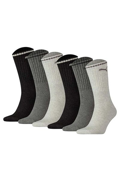 Puma Unisex Sport-Socken, 6er Pack - Sport Crew Stripe, Tennissocken, Streifen