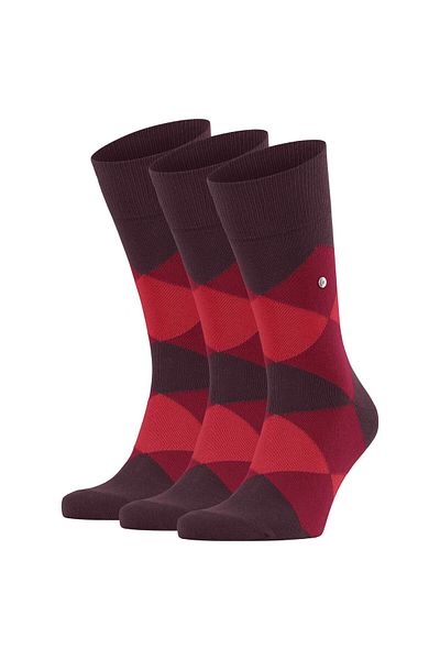 Burlington Herren Socken 3er Pack - Clyde, Rautenmuster, Bio-Baumwolle