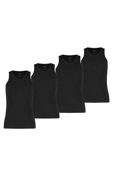 Puma Herren Tank Top, 4er Pack - Basic, Unterhemd, Rundhals, Single Jersey, einfarbig