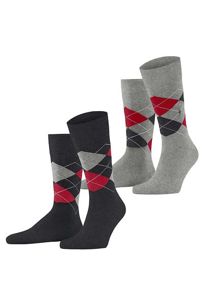 Burlington Herren Socken, 2er Pack - Argyle, Clip, One Size, 40-46