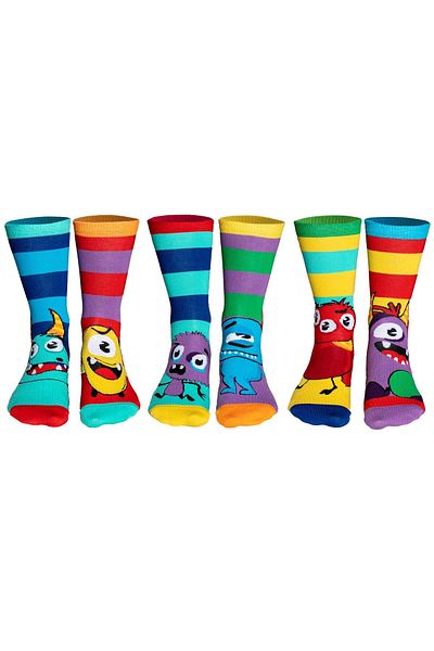 United Oddsocks Kinder Socken, 6 individuelle Socken - Geschenkbox, Motivsocken