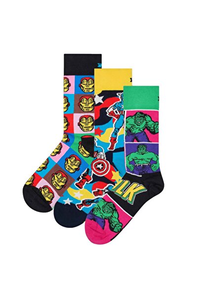 Happy Socks Unisex Socken, 3er Pack - Marvel Avengers, Motivsocken, Baumwollm...