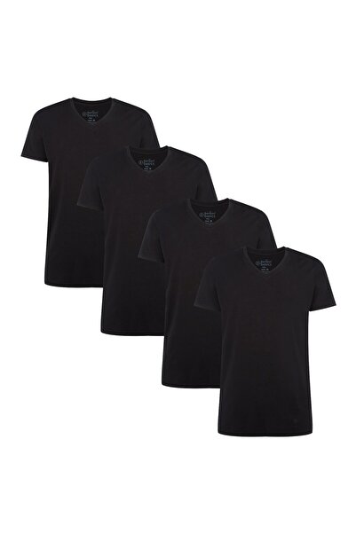 Bamboo Basics Herren T-Shirt VELO, 4er Pack - Unterhemd, V-Neck, Single Jersey
