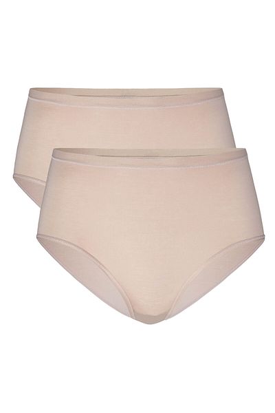 Calida Damen Slip, 2er Pack - Natural Comfort, High Waist, Natürlicher Glanz, Single Jersey