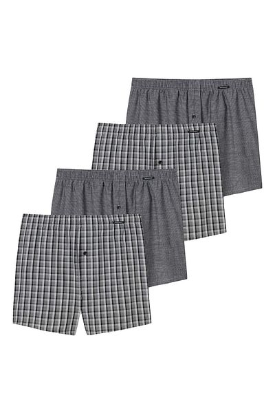 Schiesser Herren Web-Boxershorts, 4er Pack - Unterhose, Baumwolle