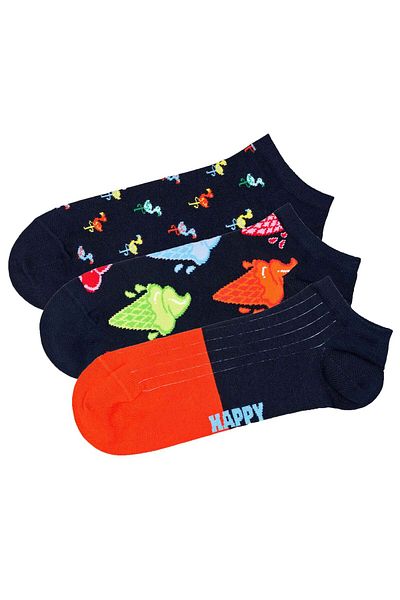 Happy Socks Unisex Sneaker-Socken, 3er Pack - Low Socks, Muster, Farbmix