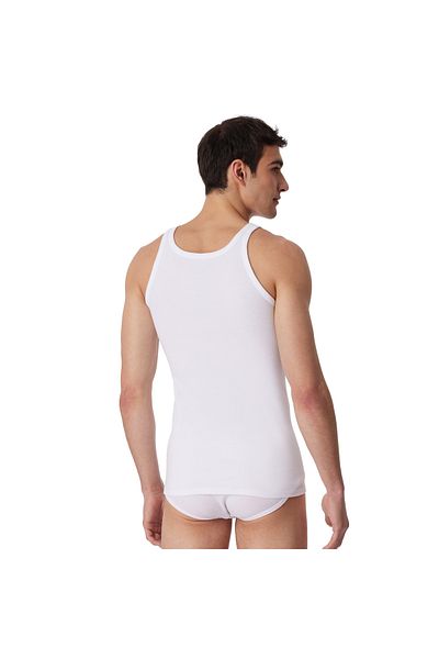 Schiesser Herren Unterhemd 4er Pack - ärmellos, Cotton Essentials, Feinripp