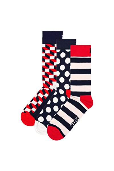 Happy Socks Unisex Socken, 3er Pack - Classic, Muster, Baumwollmischung, gemi...