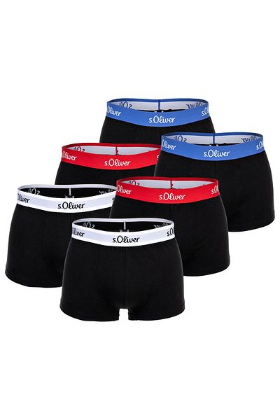 s.Oliver Herren Boxershorts, 6er Pack - Trunks, Hipsters, Baumwoll-Stretch