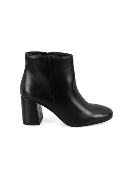 Desa Mariv Siyah Kadın Fermuarlı Topuklu Deri Bot