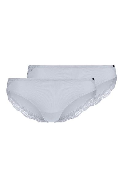 Skiny Damen Slips, 2er Pack - Rio Slip DP, Classic Cotton, Spitze, Baumwoll-Stretch