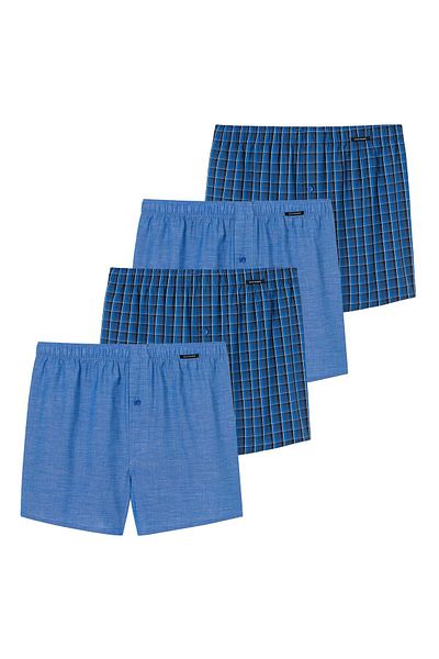 Schiesser Herren Web-Boxershorts, 4er Pack - Unterhose, Baumwolle