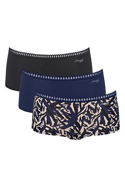 SLOGGI Damen Pantys, 3er Pack - GO Crush Short C3P, Unterhose, Stretch-Baumwolle