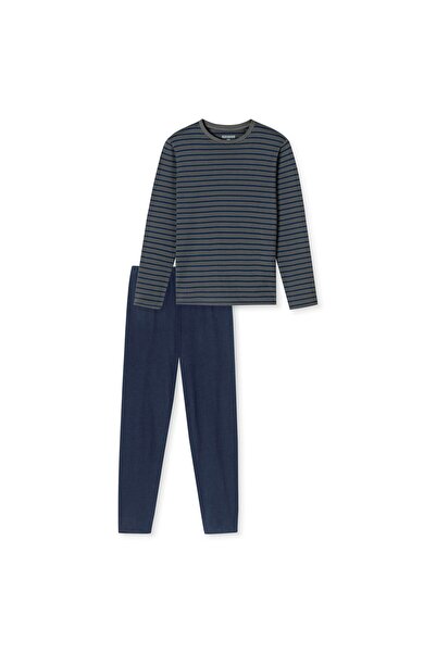 Schiesser Herren Schlafanzug, lang - Casual Essentials, Baumwolle, Rundhals