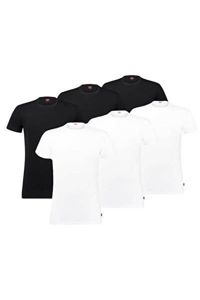 Levi's Herren T-Shirts, 6er Pack - Rundhals 6P ECOM, Kurzarm, einfarbig