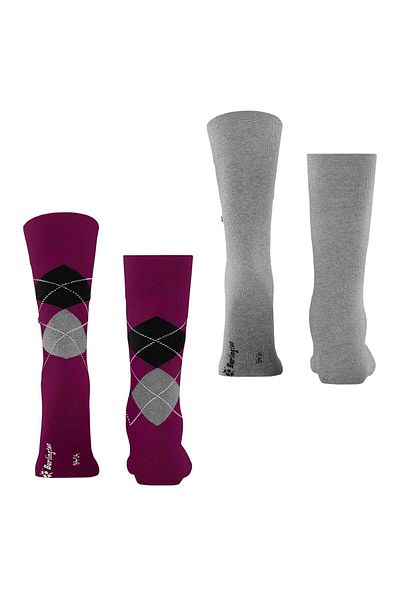 Burlington Herren Socken Everyday 2er Pack - Rautenmuster, Uni, Onesize, 40-46