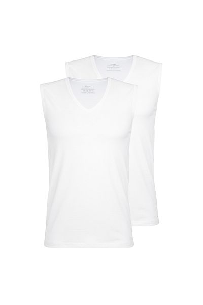 Calida Herren Unterhemd, 2er Pack - Cotton Code, V-Ausschnitt, City-Shirt, Single Jersey