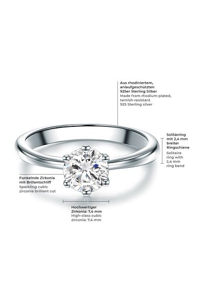 Trilani Silberring Ring Sterling Silber Zirkonia weiß