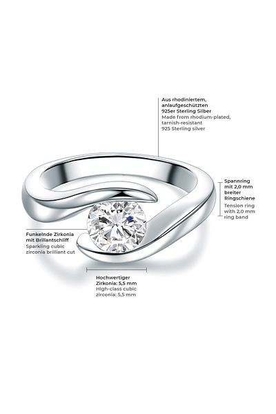 Trilani Silberring Ring Sterling Silber Zirkonia weiß