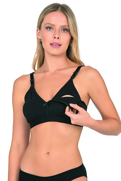 Kompedan 428 Women's Cotton Flexible Comfortable Wire-Free Wire-Free Unfilled Empty Cup Maternity Nursing Bra