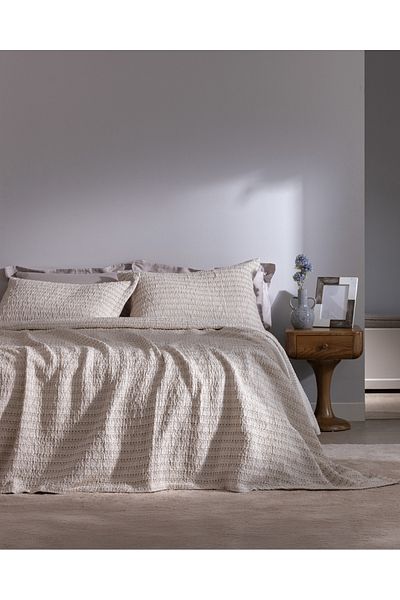 Madame Coco Beige Petite Double Cotton Bedspread