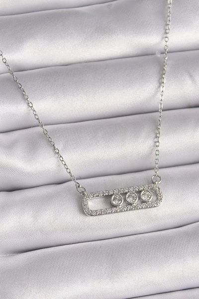 Clariss 316L الصلب الفضة اللون سلسلة الزركون حجر ميسيكا نموذج قلادة المرأة