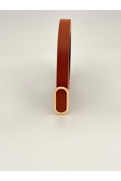 Descoin Imported Oval Gold Buckle Thin Belt, Trouser Belt, Shirt Belt, Jacket Belt