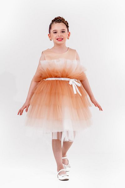 Eray Kids Βραδινό φόρεμα για κορίτσια με ζωσμένη φούστα με βολάν