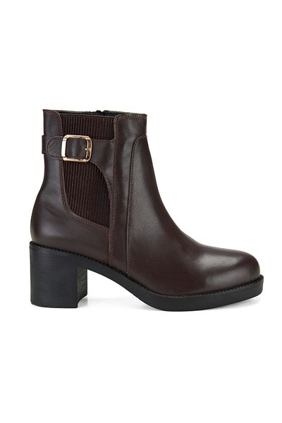 Desa Women's Brown Heeled Leather Boots