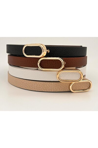 Descoin 4 bucăți importate curele subțiri cu cataramă ovală de aur, curea pentru pantaloni, curea pentru cămașă, curea pentru haine