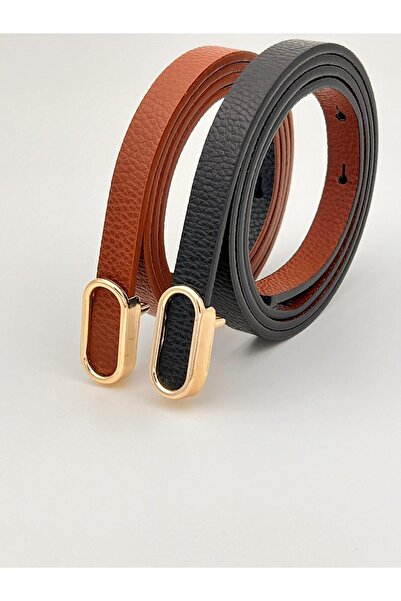 Descoin مجموعة من 2 أحزمة بإبزيم ذهبي بيضاوي للسراويل والصدر والسترة واللباس