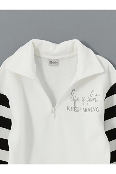 LC Waikiki LCW Kids Girl's Ecru Polo Thick Φούτερ με λαιμόκοψη - CENT TRADE