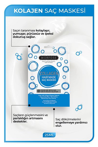 Morfose Collagen Hair Mask 25 ml 5 Pieces - Dry and Fragile Hair