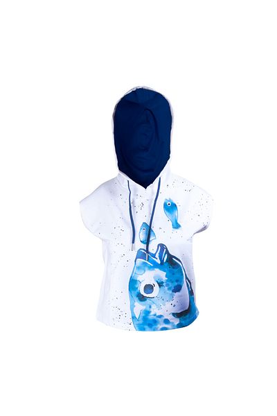 ANEMOSS Sea Bream Womens Sleeveless Hoodie Sweatshirt L Size