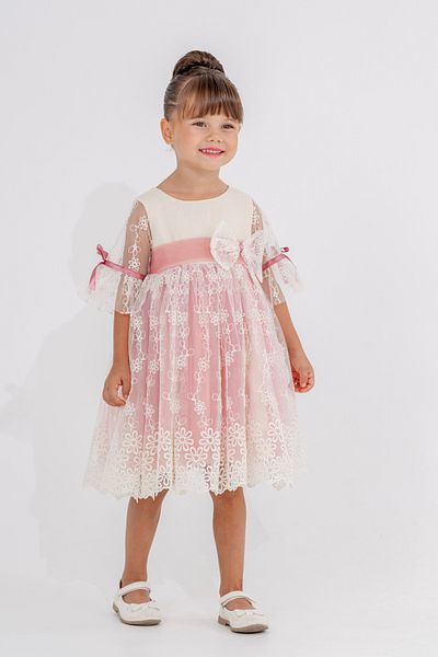 Eray Kids Βραδινό φόρεμα για κορίτσια με λεπτομέρεια φιόγκου και μανίκια με κορδέλα