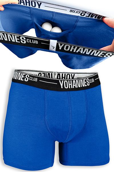 Yohannes Club YohannesClub Ανδρικά Saks Μπλε βαμβακερά μπόξερ - με ειδική θήκη, μονό