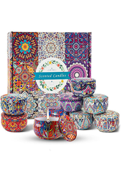 COOYA 9-Scents Scented Candle Gift Set: Natural Soy Wax,Smokeless, Portable Travel Tins,Reusable Jars