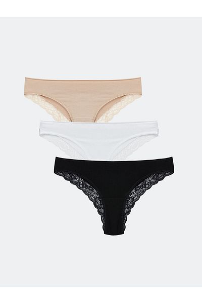 LC Waikiki Brazilian Briefs with Lace Detail 3 Pack - S50273Z8
