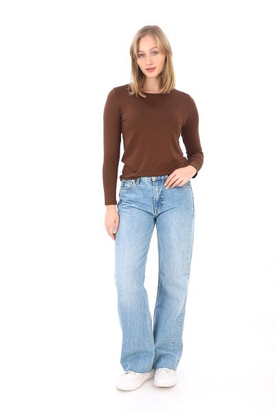 penyebizden Tricou cu mânecă lungă din viscoză Lycra pentru damă-maro